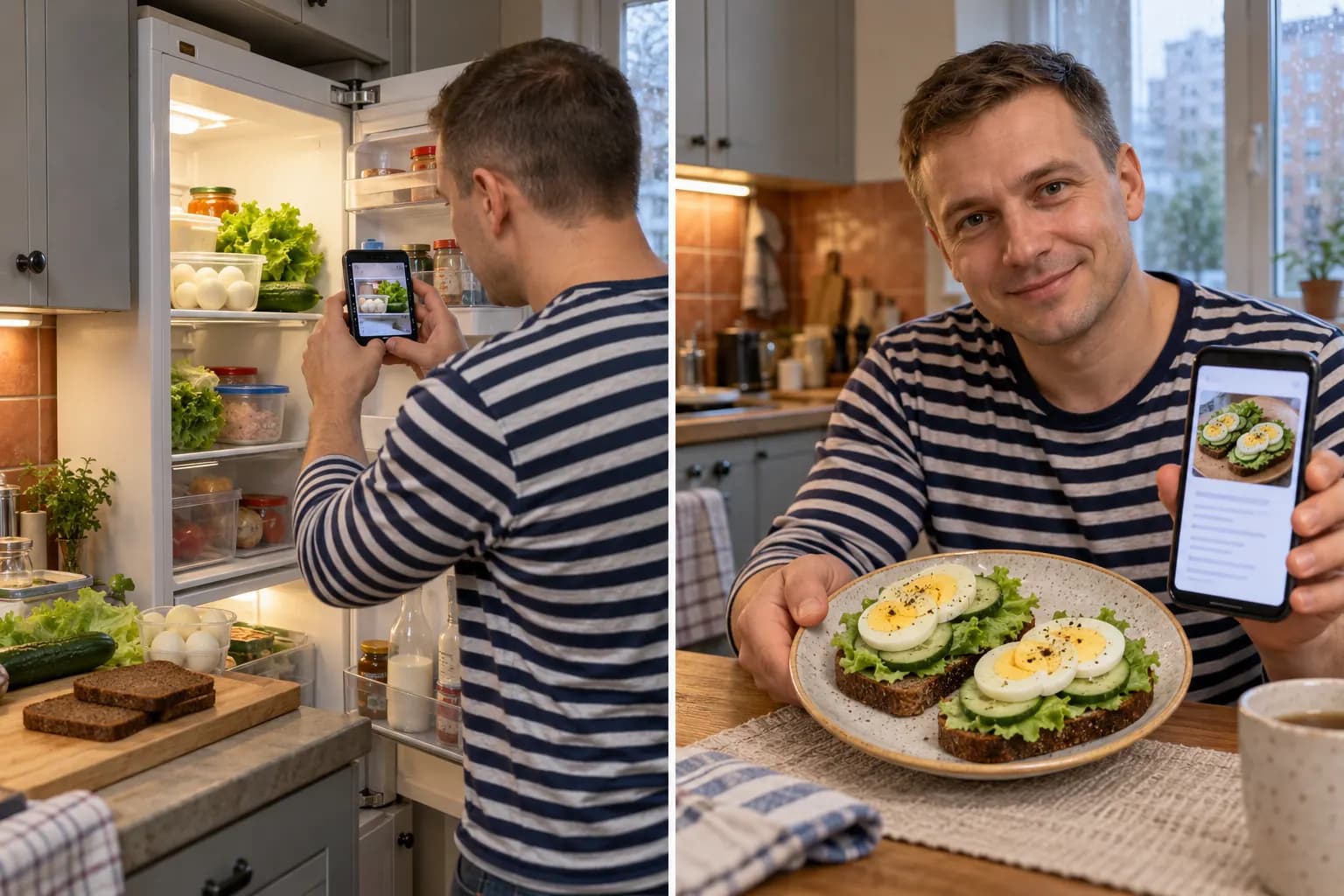 До и после: фото продуктов и приготовленное блюдо — Быстрый перекус из того, что есть дома